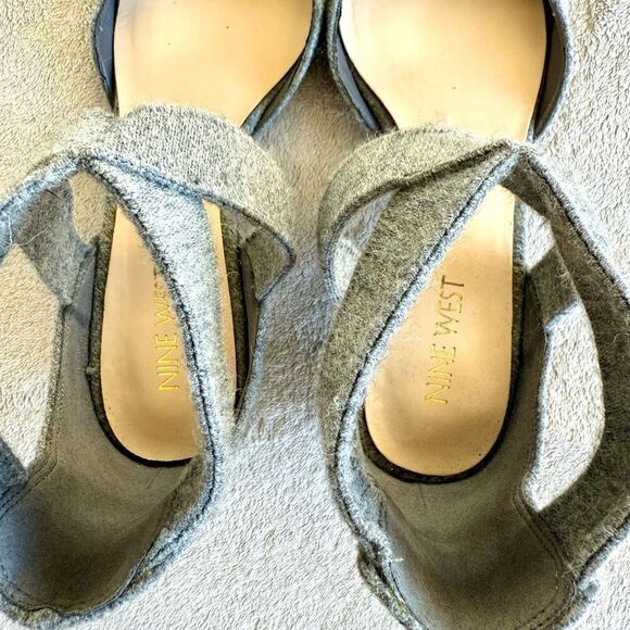 Nine West Zingy Pointy Toe D’Orsay Kitten Heel Grey Wool Pumps - Picture 7 of 11
